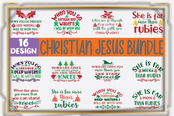 16 Christian Jesus Bundle: Graphics for Faith Crafts