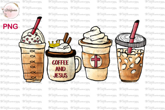 Coffee and Jesus PNG: Graphics for Faith Crafts