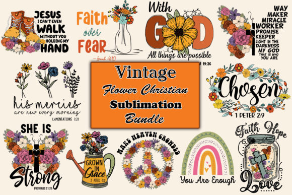 Flower Christian Sublimation Bundle: Graphics for Crafts