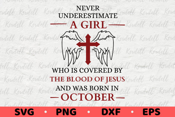 Girl Covered Blood Jesus & October Graphics